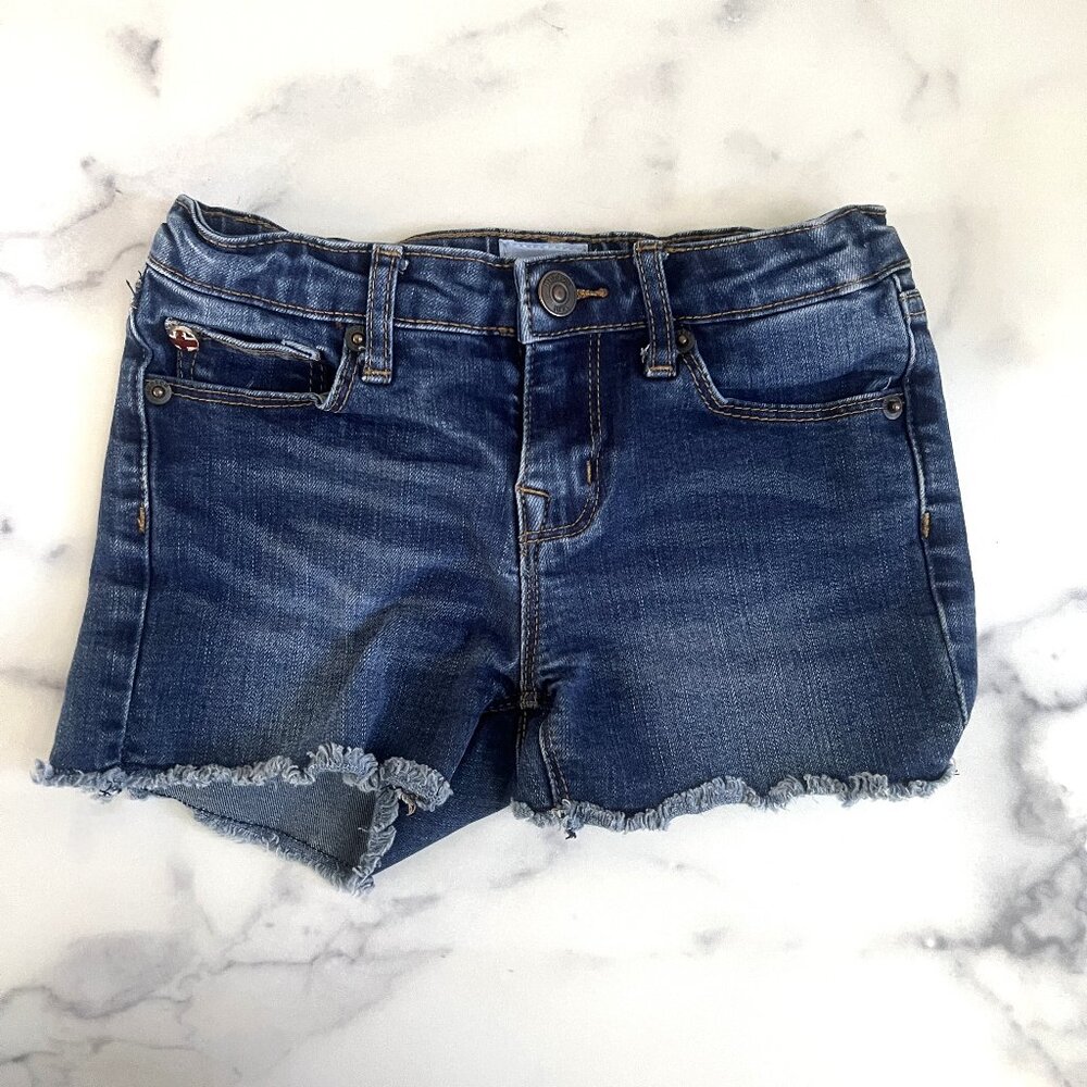 Hudson Jeans Girls' Raw Hem Denim Shorts, Deep Indigo, Size 6